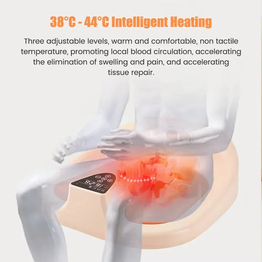 Pelvic floor trainer with 38–44°C intelligent heating illustration.