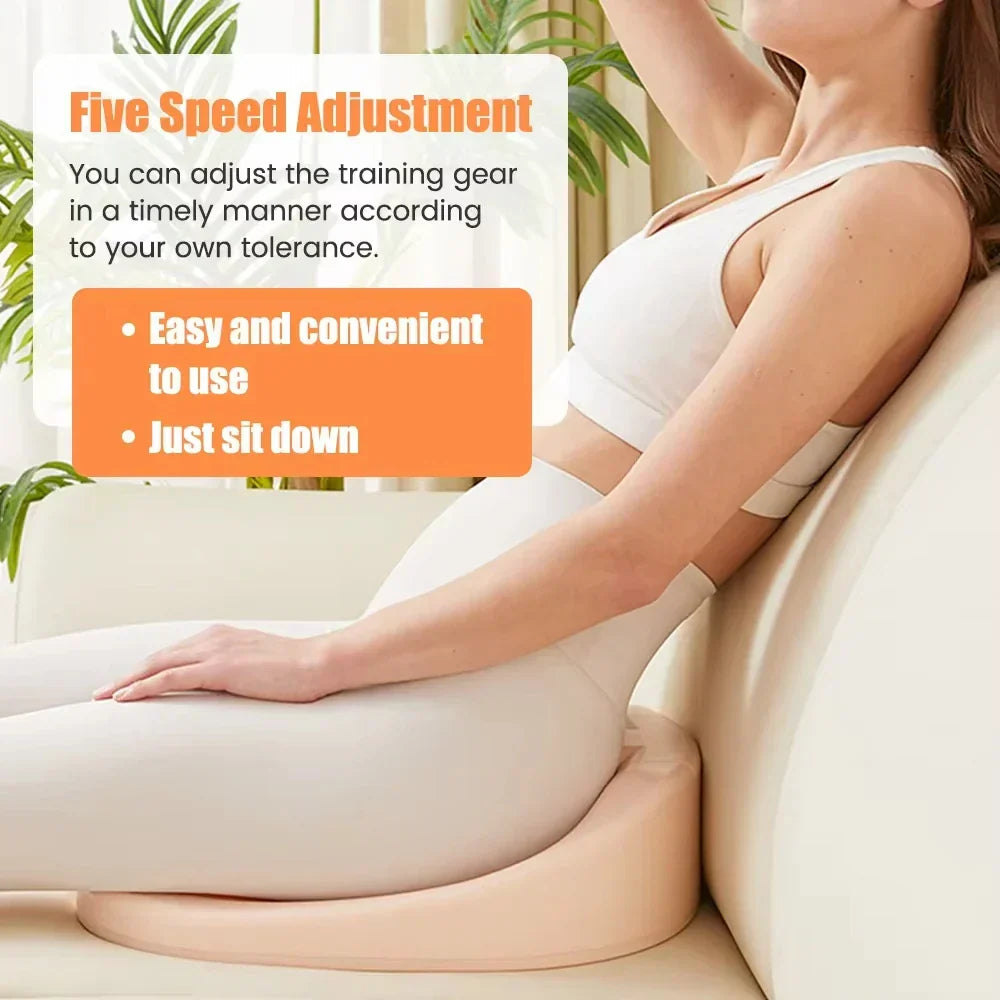 Side view of seated use showing low-profile cushion and easy posture.