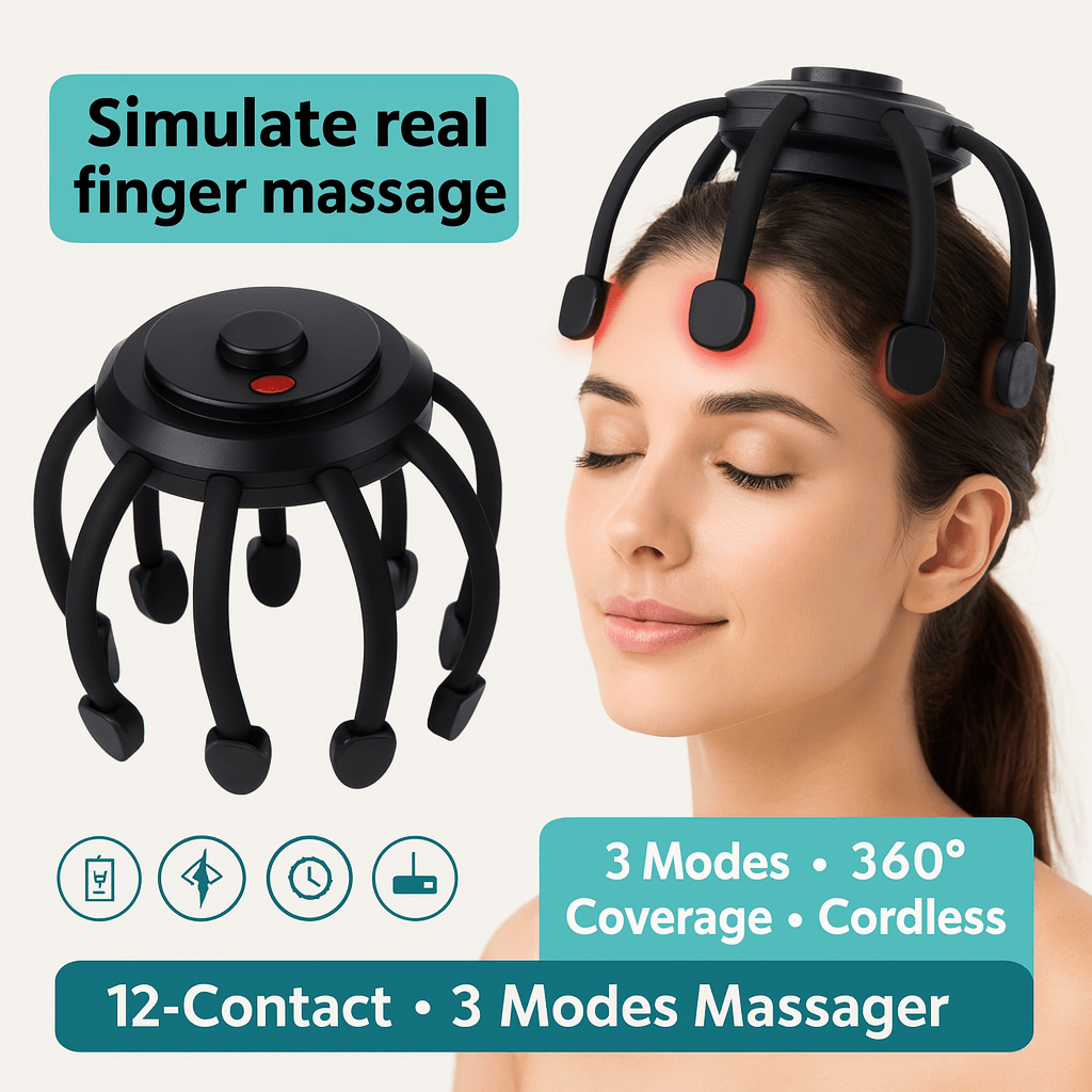 360 Degree Cordless Relaxing Head Massager