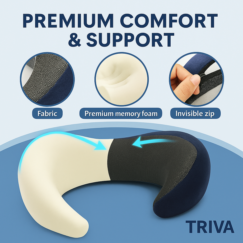 TRVL+ Pure Memory Foam Travel Neck Pillow